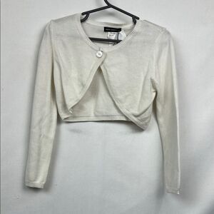 David Charles White cotton blend bolero cardigan sweater Size 3-4 NWT